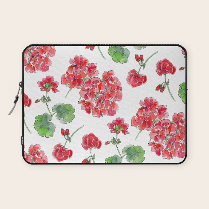 Red Geranium Pattern Laptop Sleeve Gallery Image 1
