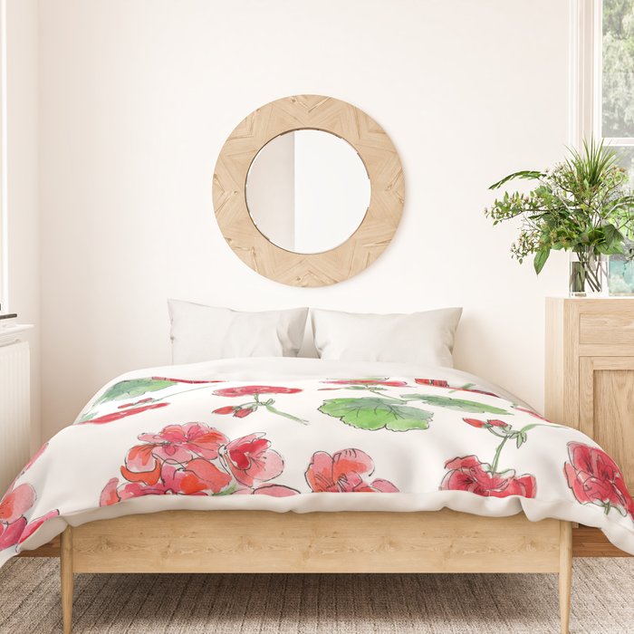 Red Geranium Pattern Duvet Cover Gallery Image 3