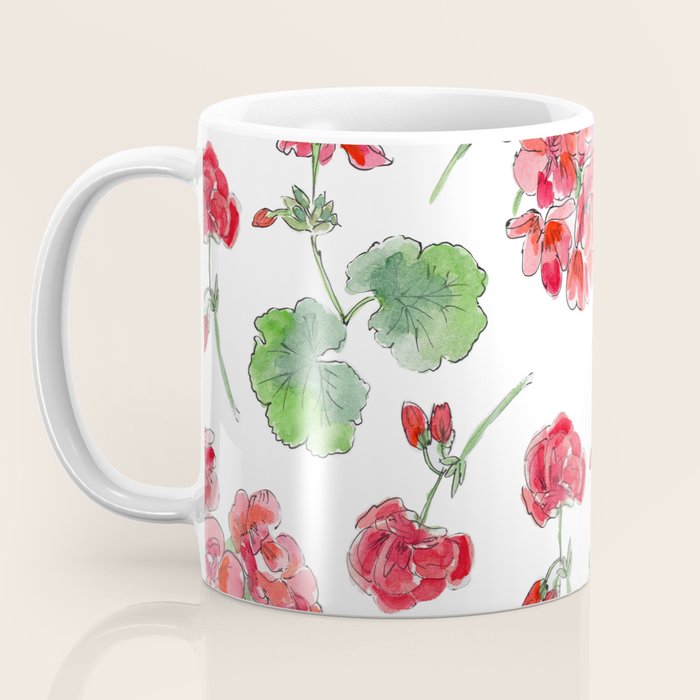 Red Geranium Pattern Coffee Mug Gallery Image 3