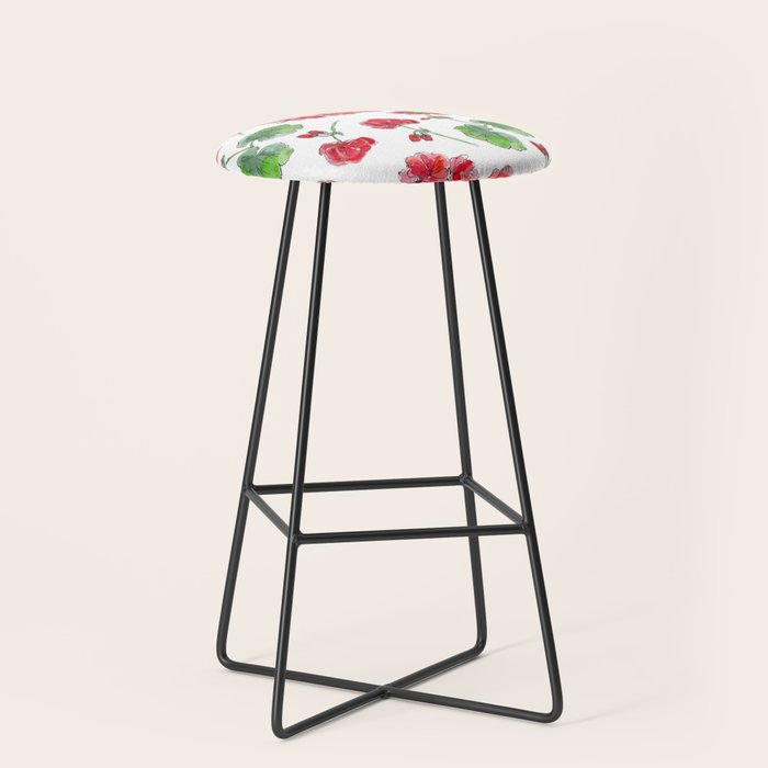 Red Geranium Pattern Stool Gallery Image 1