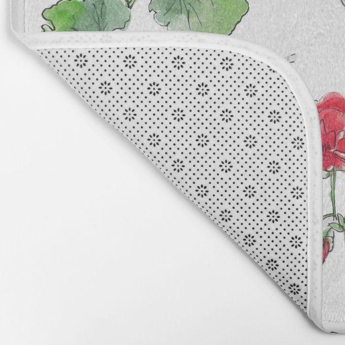 Red Geranium Pattern Bath Mat Gallery Image 2