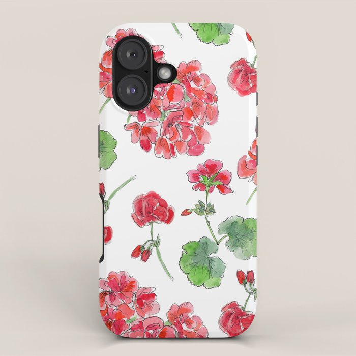 Red Geranium Pattern iPhone Case Gallery Image 1