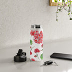 Red Geranium Pattern Water Bottle Gallery Image 4