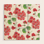 Red Geranium Pattern Wood Wall Art Gallery Image 1