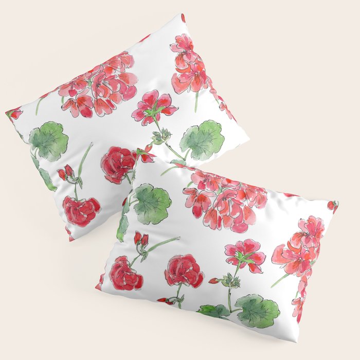 Red Geranium Pattern Pillow Sham Gallery Image 3