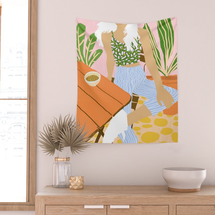 Kawa Tea #illustration #fashion Wall Tapestry Gallery Image 2