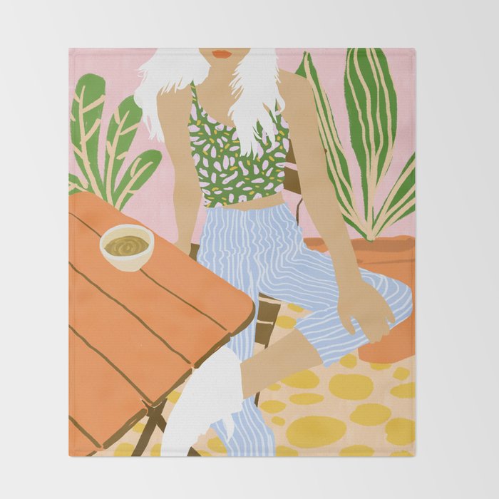 Kawa Tea #illustration #fashion Throw Blanket Gallery Image 2