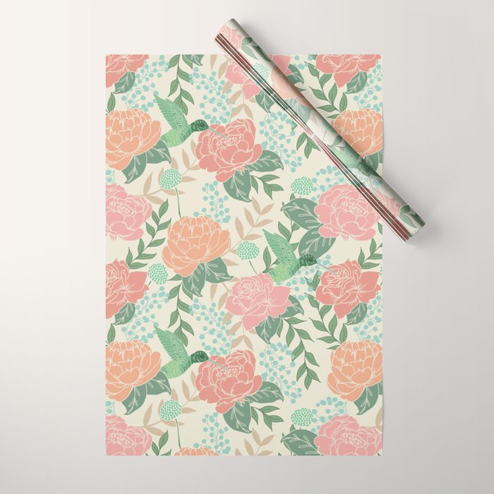 Victorian Garden with Hummingbird Wrapping Paper Gallery Image 1