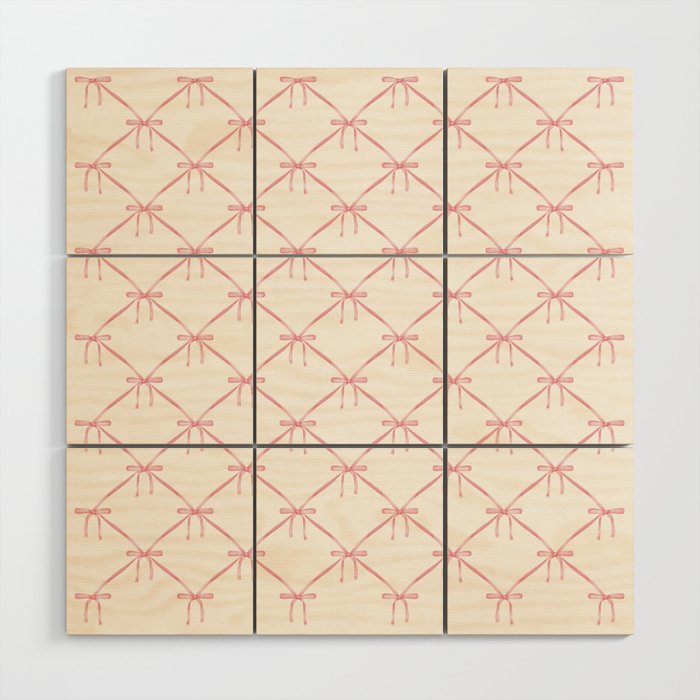Bows & Ribbons Pattern I Pastel Pink Wood Wall Art Gallery Image 1