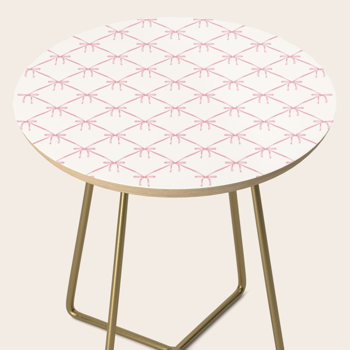 Bows & Ribbons Pattern I Pastel Pink Side Table Gallery Image 2