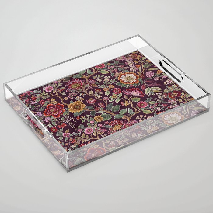 Casbah Magenta Burgundy Floral Acrylic Tray Gallery Image 1