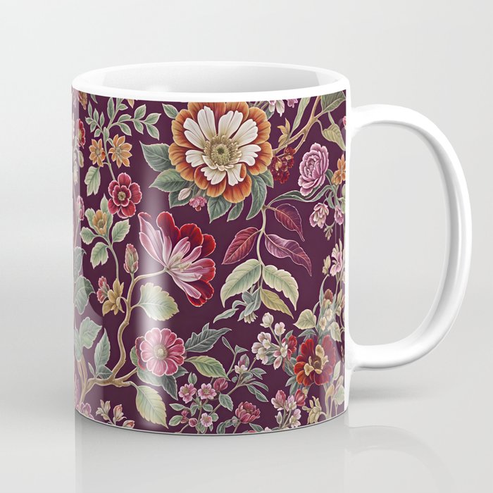 Casbah Magenta Burgundy Floral Coffee Mug Gallery Image 1