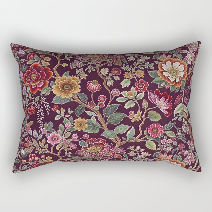 Casbah Magenta Burgundy Floral Rectangular Pillow Gallery Image 2