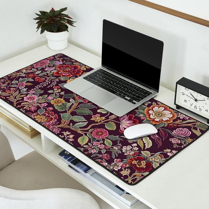 Casbah Magenta Burgundy Floral Desk Mat Gallery Image 2