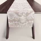 Floral dreams mandala taupe Table Runner Gallery Image 1