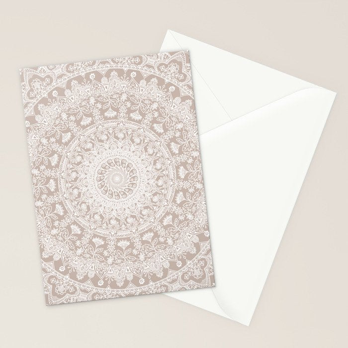 Floral dreams mandala taupe Stationery Card Gallery Image 2