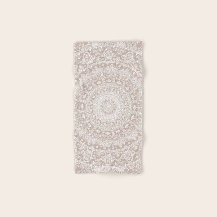 Floral dreams mandala taupe Bath Towel Gallery Image 1