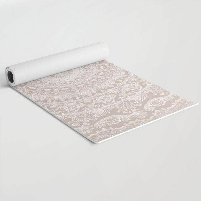 Floral dreams mandala taupe Yoga Mat Gallery Image 2
