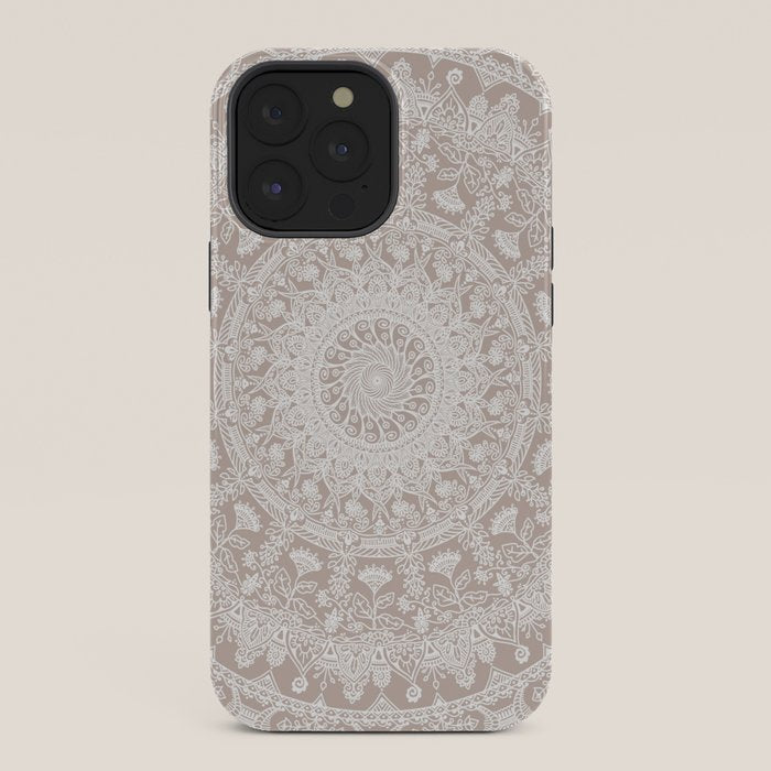 Floral dreams mandala taupe iPhone Case Gallery Image 36