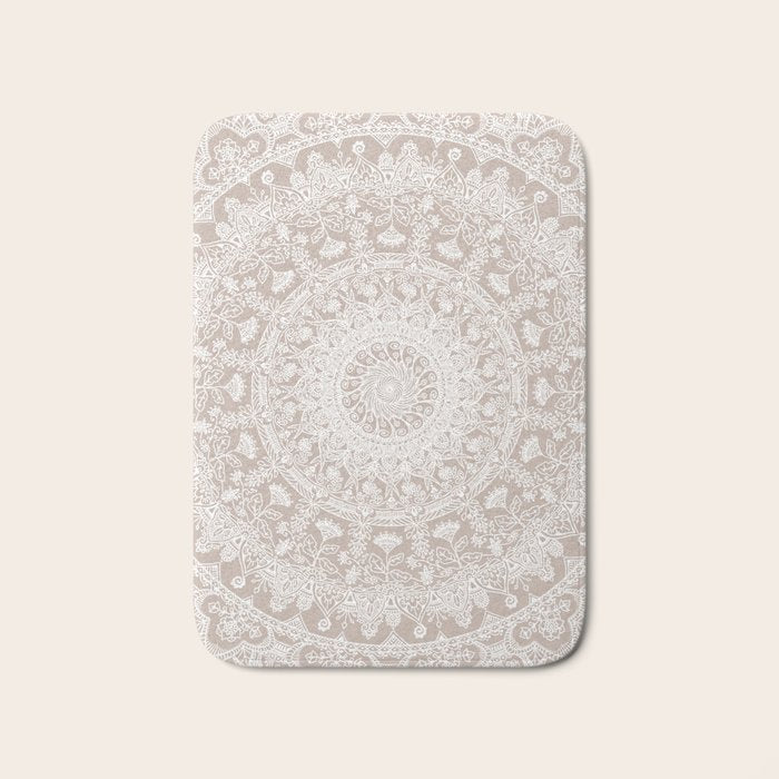 Floral dreams mandala taupe Bath Mat Gallery Image 1