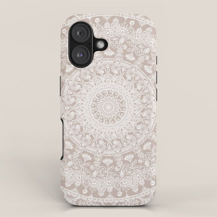 Floral dreams mandala taupe iPhone Case Gallery Image 1
