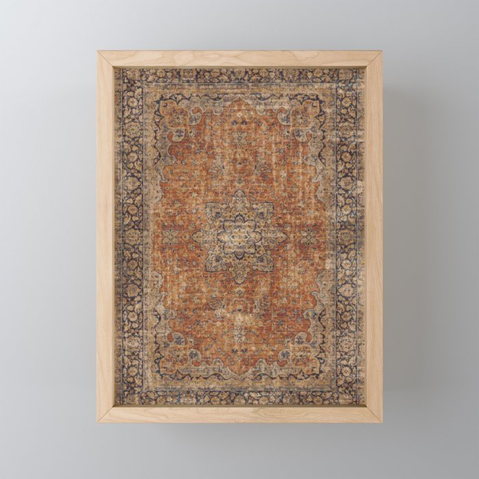mustard antique rug Mini Art Print Gallery Image 1