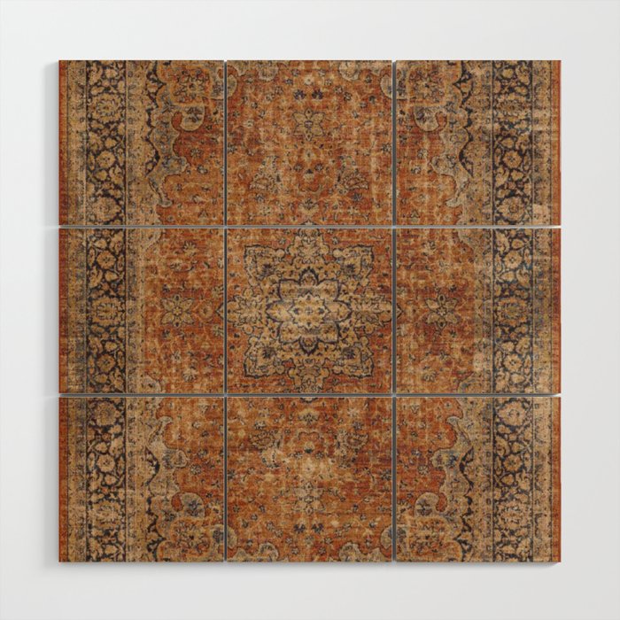 mustard antique rug Wood Wall Art Gallery Image 1