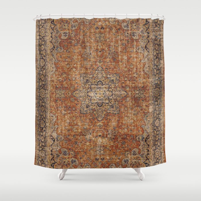 mustard antique rug Shower Curtain Gallery Image 1