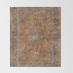 mustard antique rug Throw Blanket Gallery Image 2