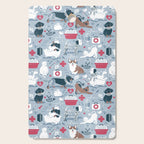 Veterinary medicine, happy and healthy friends // pastel blue background Cutting Board Gallery Image 1