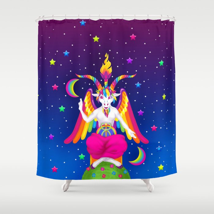 1997 Neon Rainbow Baphomet Shower Curtain Gallery Image 1
