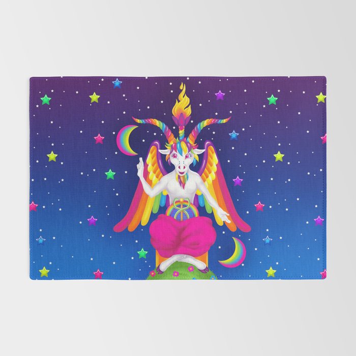 1997 Neon Rainbow Baphomet Rug Gallery Image 2