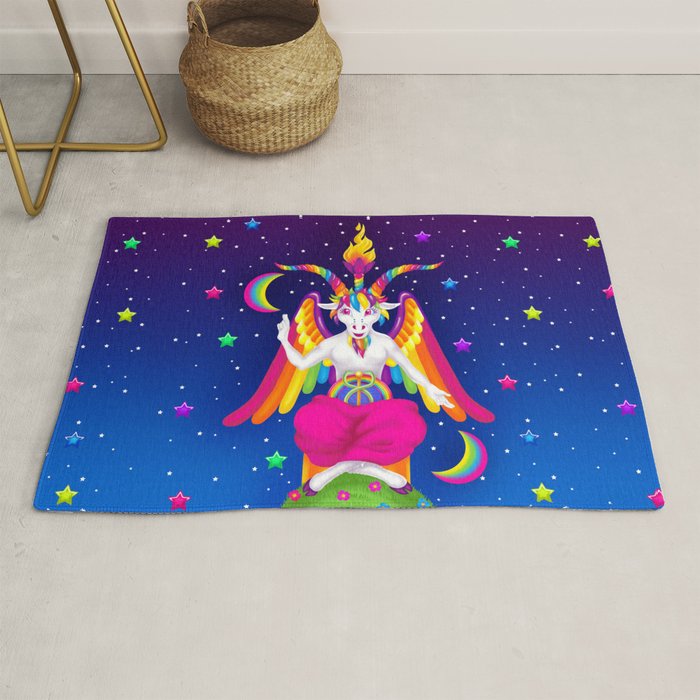 1997 Neon Rainbow Baphomet Rug Gallery Image 1