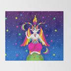 1997 Neon Rainbow Baphomet Throw Blanket Gallery Image 2