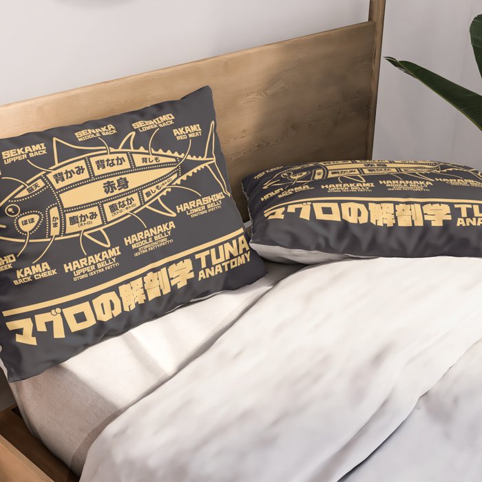 Tuna Anatomy Japanese Maguro Sushi - Black Sand Pillow Sham Gallery Image 2