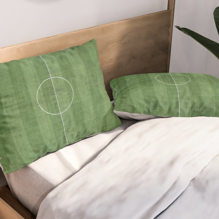 Soccer Field, Football Field, Green Grass Football Field Background Pillow Sham Gallery Image 2