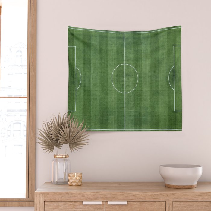 Soccer Field, Football Field, Green Grass Football Field Background Wall Tapestry Gallery Image 2