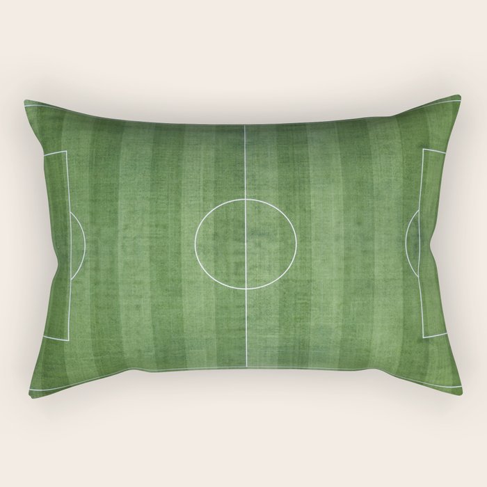 Soccer Field, Football Field, Green Grass Football Field Background Rectangular Pillow Gallery Image 1