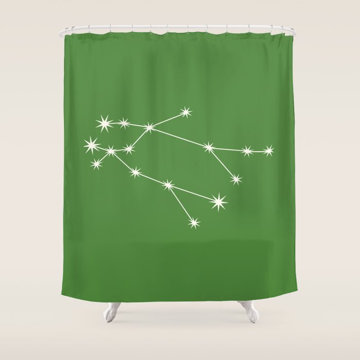 Gemini Zodiac Star Constellation Line Art Kelly Green Shower Curtain Gallery Image 1
