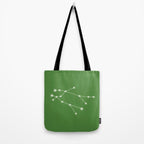 Gemini Zodiac Star Constellation Line Art Kelly Green Tote Bag Gallery Image 2