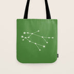 Gemini Zodiac Star Constellation Line Art Kelly Green Tote Bag Gallery Image 1