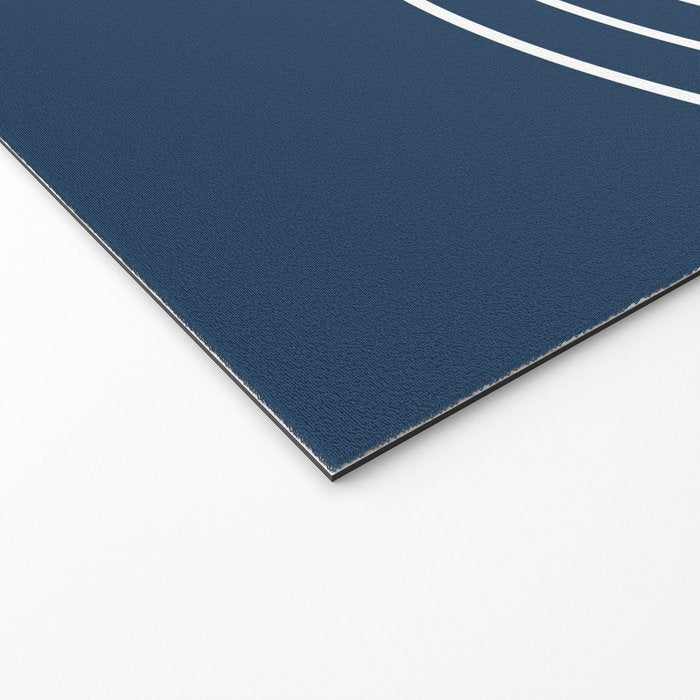 Mid Century Modern Geometric 133 in Navy Blue and vintage orange (Sun and Rainbow Abstract) Welcome Mat Gallery Image 2