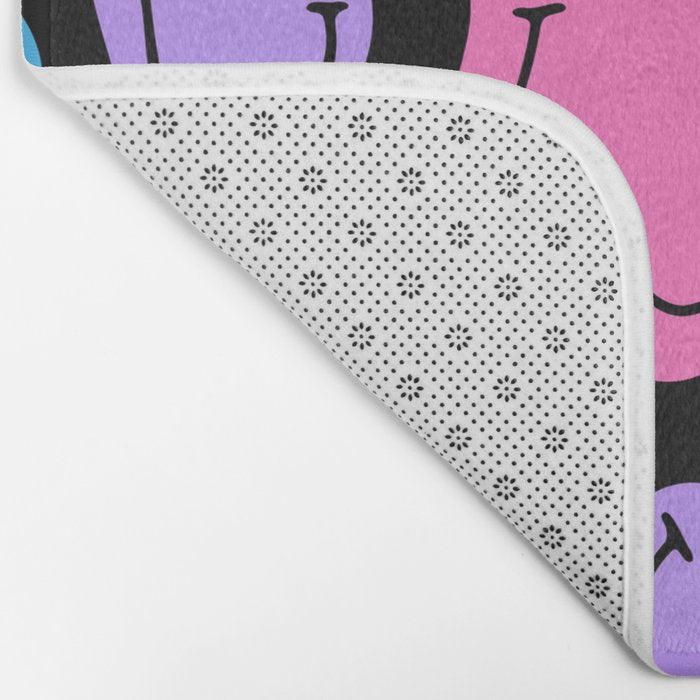Colorful smiling happy face cartoon pattern Bath Mat Gallery Image 2