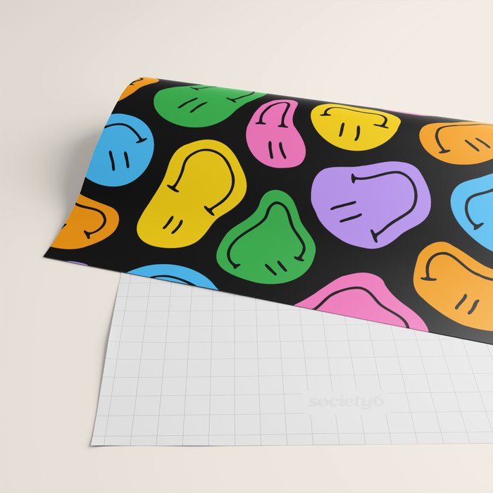 Colorful smiling happy face cartoon pattern Wrapping Paper Gallery Image 2