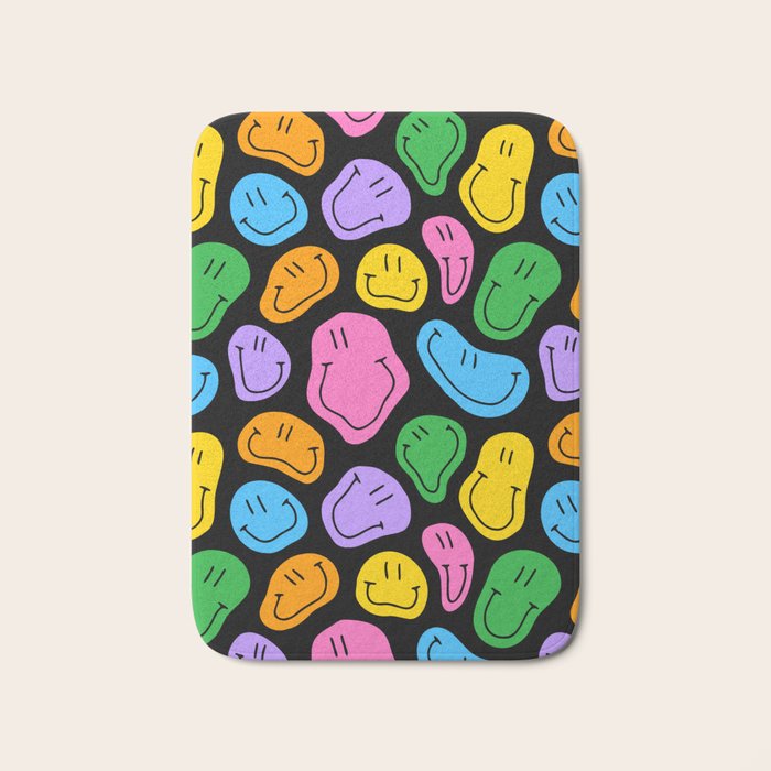 Colorful smiling happy face cartoon pattern Bath Mat Gallery Image 1