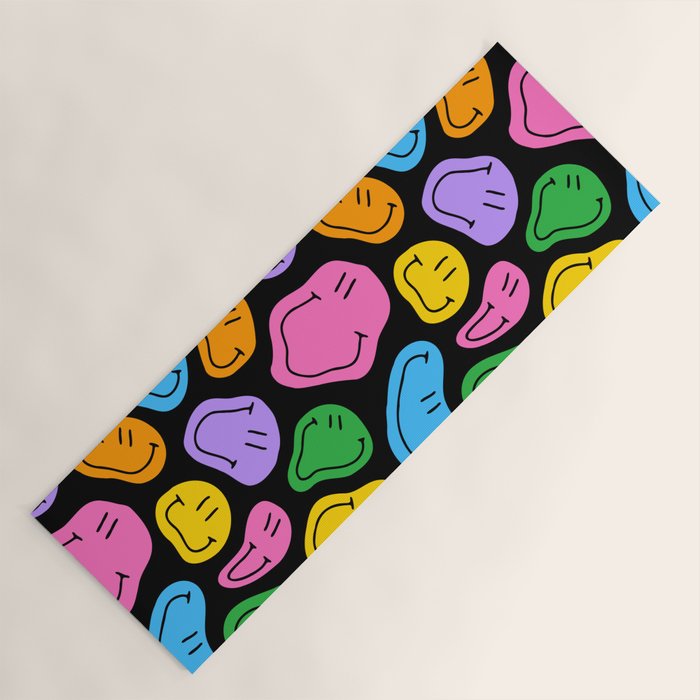 Colorful smiling happy face cartoon pattern Yoga Mat Gallery Image 1