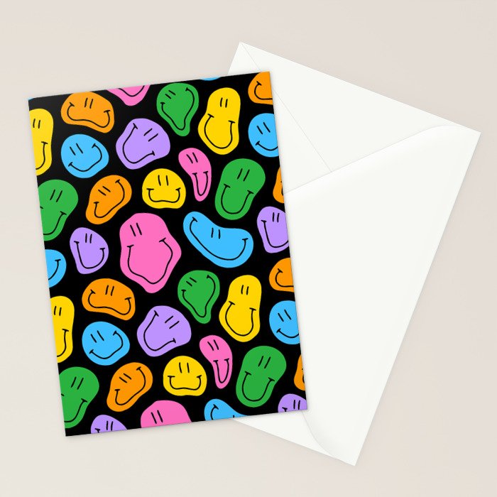 Colorful smiling happy face cartoon pattern Stationery Card Gallery Image 2