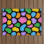 Colorful smiling happy face cartoon pattern Outdoor Rug Gallery Image 1
