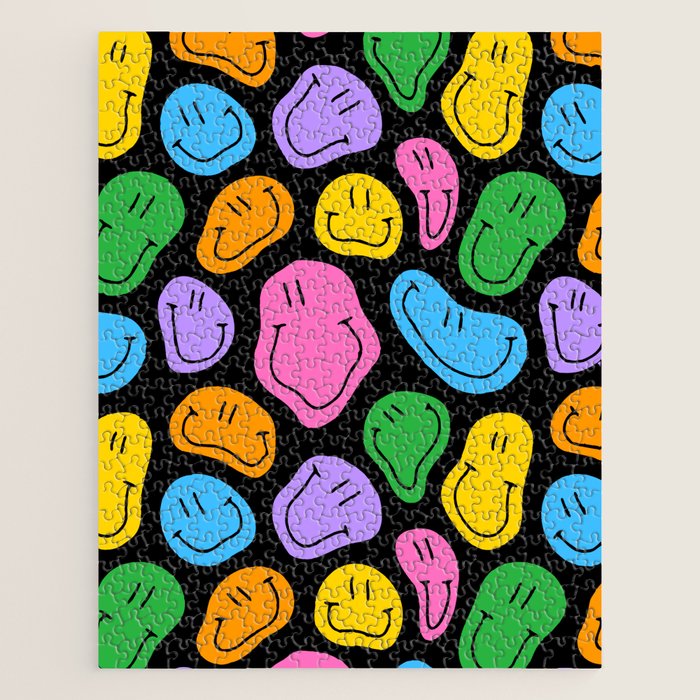 Colorful smiling happy face cartoon pattern Jigsaw Puzzle Gallery Image 1