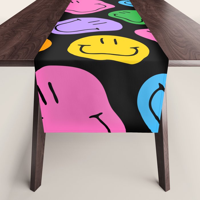 Colorful smiling happy face cartoon pattern Table Runner Gallery Image 1
